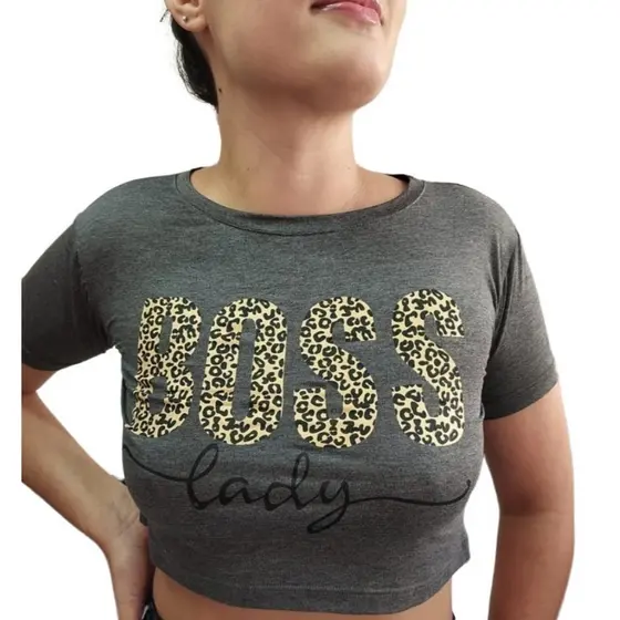 Cropped Cinza com Estampa  M