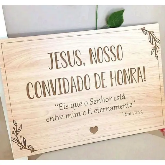 Placa Decorativa Para Casamento Personalizada Jesus Nosso Convidado De Honra Versículo