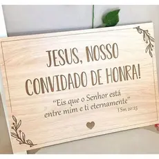 Placa Decorativa Para Casamento Personalizada Jesus Nosso Convidado De Honra Versículo
