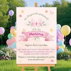 Placa Decorativa Personalizada Entrada Chá De Bebê Rosa