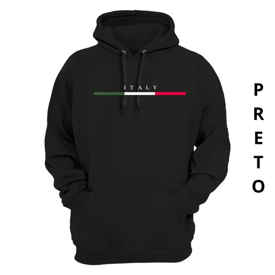 Moleton Unissex Italy Escrita Branca Blusa de Frio Envio Rapido