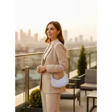 Bolsa Meia Lua Feminina Ombro Pequena Tote Sofisticada Elegante Moda Urbana Versátil Uso Diurno Chic