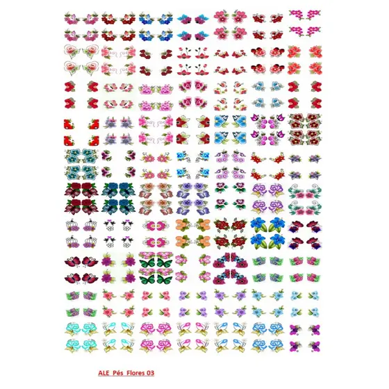 560 Películas/ Adesivos De Unhas- Pés 2 Florais - 2 Cartelão