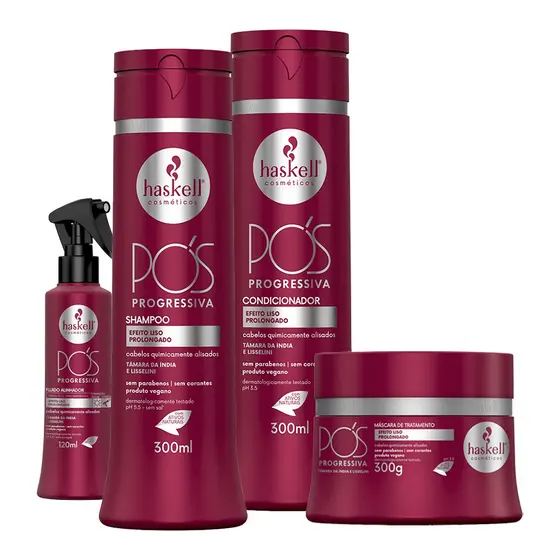Kit Pós-Progressiva Haskell Shampoo+ Condicionador+ Máscara 300ml/ Fluido