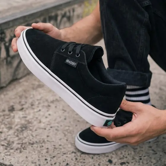 Tênis Skate Masculino Camurça Skatista Preto Confortável