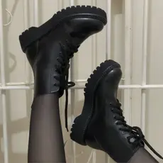Coturno Feminino Preto Tratorada Tendencia Blogueiras Atemporal Luxo