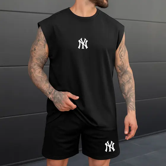 Camiseta Regata + Short Ny Oversized Masculina Streetwear