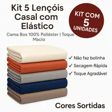 Kit 5 Lençol Casal Avulso 400 Fios Com Elástico