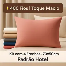 Kit 4 Fronhas 400 Fios 70x50cm Toque Macio Padrão Hotel