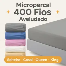 Lençol Avulso com Elástico Micropercal 400 Fios Solteiro Casal Queen King Toque Aveludado e Macio