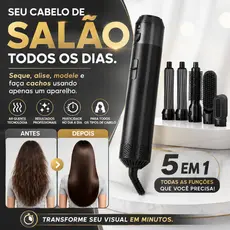 Escova Secadora 5 em 1 110V Modeladora Alisadora Secador de Cabelo Ar Quente Multiuso Profissional