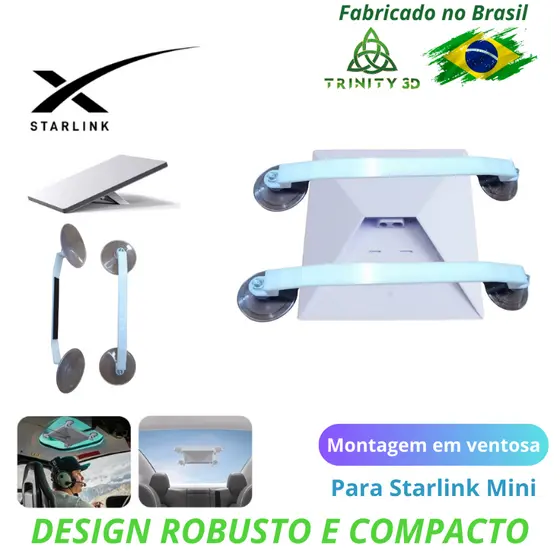 Suporte Starlink Mini Para Carro com ventosas - Suporte Antena Veicular Starlink mini G
