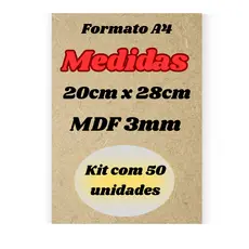 Kit 50 Un 20x28 Chapa A4 MDF Cru 3mm Para Quadros Decorativos Porta Retrato Artesanato Adesiva
