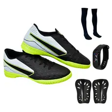 Chuteira Impactor Futsal Adulto Novo Uzze Sport + Meião Relógio Caneleira