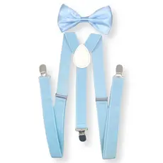 Kit Suspensório + Gravata Borboleta Infantil Azul Serenity Noivinhos Festas