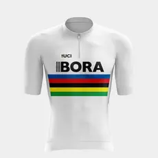 Camisa Camiseta de Ciclismo Manga Curta Equipe Bora Branca Masculina Bike Pedal Mtb