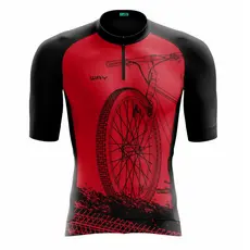 Camisa Ciclismo Camiseta Manga Curta Masculina Bike Roda Vermelha Pedal Mtb