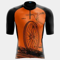 Camisa Ciclismo Masculina Camiseta Manga Curta Bike Roda Laranja Roupa Pedal Mtb
