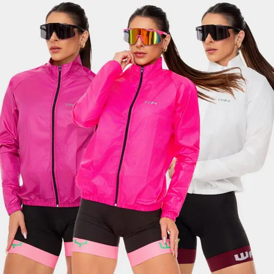 Jaqueta Corta Vento Feminino Impermeável Refletivo Ciclismo Várias Cores TR4
