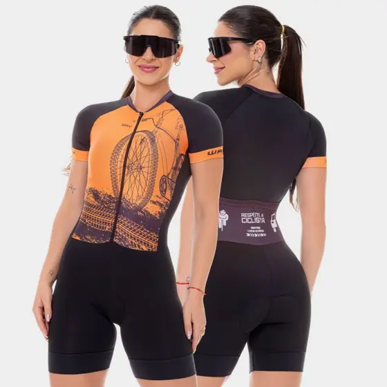 Macaquinho Ciclismo Feminino Macacao Forro Espuma Acolchoado Roupa Pedal Mtb