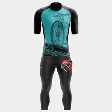 Conjunto Masculino Ciclismo Camisa Pro Zíper Parcial Calça Forro Gel Bike Pedal Roupa Ciclistas