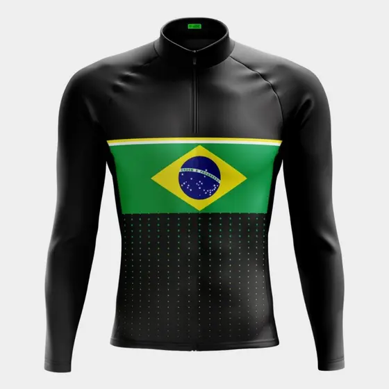 Camisa Ciclismo Brasil Points Masculina Manga Longa Equipe