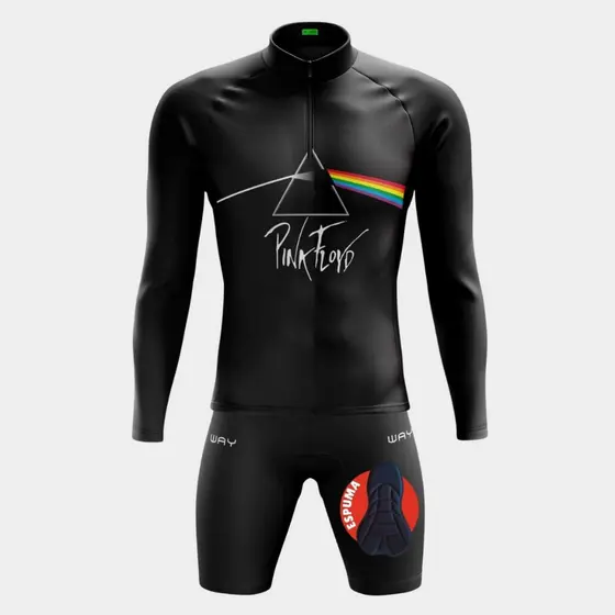 Conjunto Ciclismo Kit Roupa Bike Camisa Manga Longa Bermuda Espuma Acolchoada