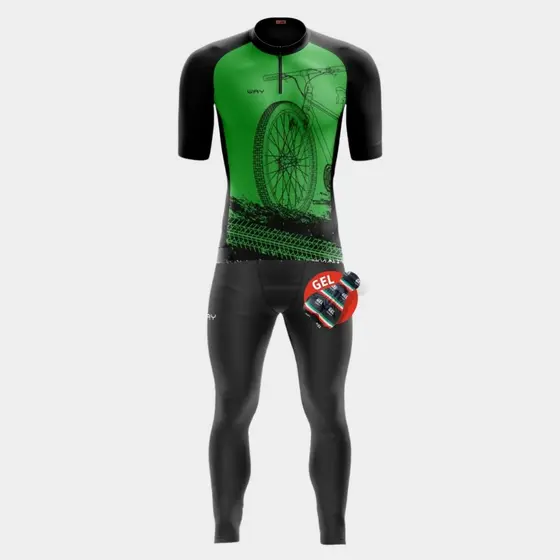 Conjunto Kit Ciclismo Masculino Ciclistas Camisa Pro Calça Forro Acolchoado Gel Bike Pedal