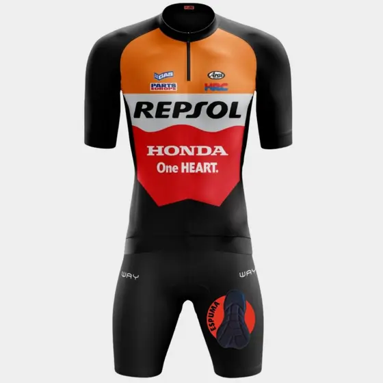 Conjunto Ciclismo Masculino Kit Camisa Manga Curta Zíper Parcial Short Bermuda Espuma Bike Pedalar
