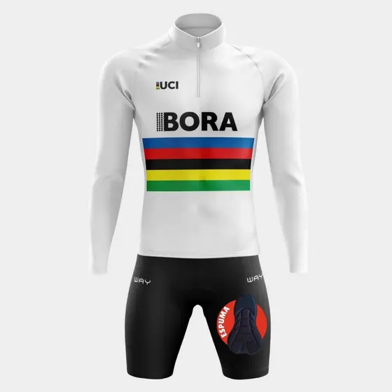 Conjunto Ciclismo Masculino Kit Camisa Manga Cumprida Slim Short Bermuda Espuma Confortável Bike