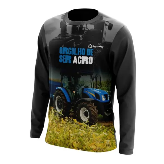 Camisa Camiseta Agro Térmica UV Trator Roça Proteção Solar UV Blusa Masculina Manga Longa