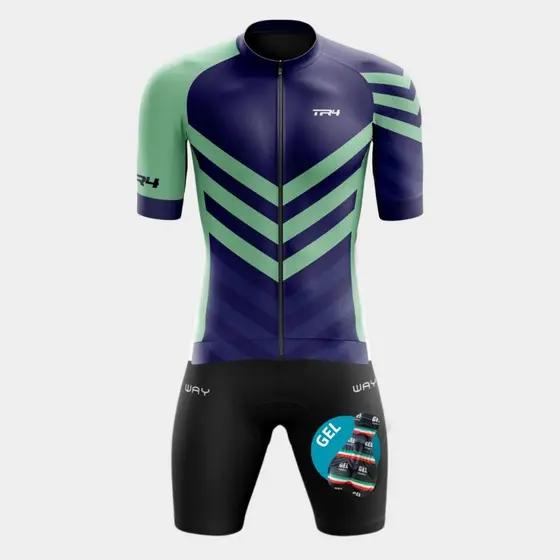 Conjunto Kit Masculino Ciclismo Ciclistas Camisa Zíper Total Short Calção Bermuda Forro Gel D100