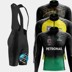 Conjunto de Ciclismo Masculino Bretelle Gel Camisa Manga Longa Camiseta Short Roupa Bike Pedal