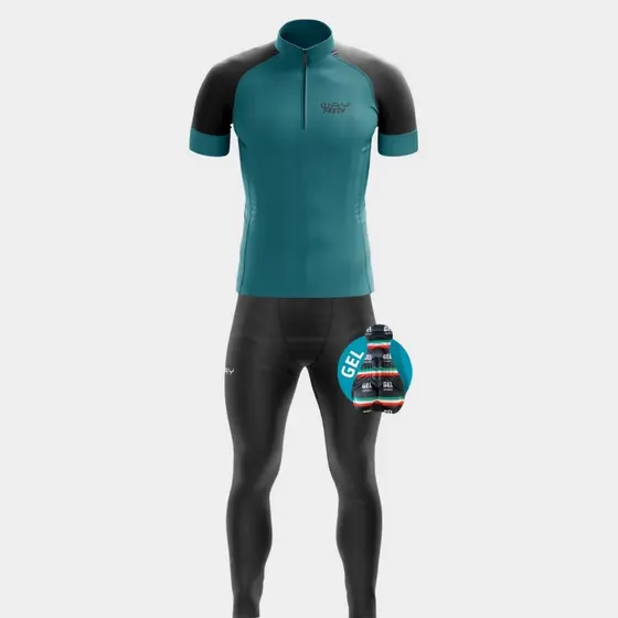 Conjunto Ciclismo Masculino Kit Camisa Manga Curta Refrescante Calça Gel Bike Pedal MTB