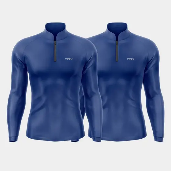 Kit 2 Camisas Masculina Zíper Motoboy Roça Pesca Manga Longa UV MLB