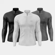 Kit 3 Camisas Masculina Zíper Pesca Campo Motoboy Manga Longa UV