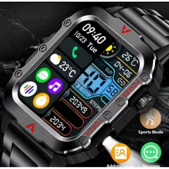 smartwatch militar Q11 ultra tela grande com luz led
