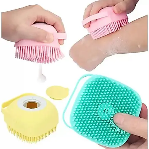 Escova de banho de silicone com gancho super macio ecológico e pratico