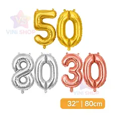 Kit 2 Balão Número Metalizado 80cm - Balões Bexiga Para Aniversário Festas Decorações / 32 Polegadas