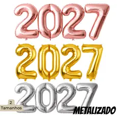 Balão 2027 Metalizado de 16" e 32" Festa Final de Ano
