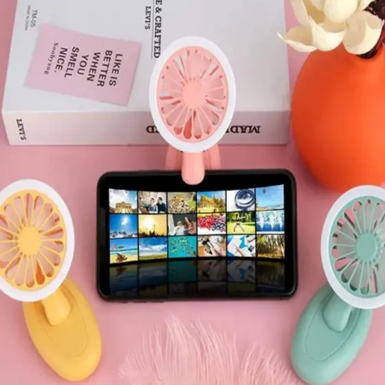 Mini Ventilador com clip para celular Livro  e LED- Mini Fan