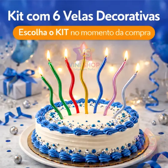 Vela de Aniversário Curva 6 Unidades – Parafina Premium para Bolo, Festa, Casamento e Decoração