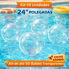Kit 50 Balões Bubble 24 Polegadas (60cm) Balão Transparente Para Festas Aniversários Casamentos