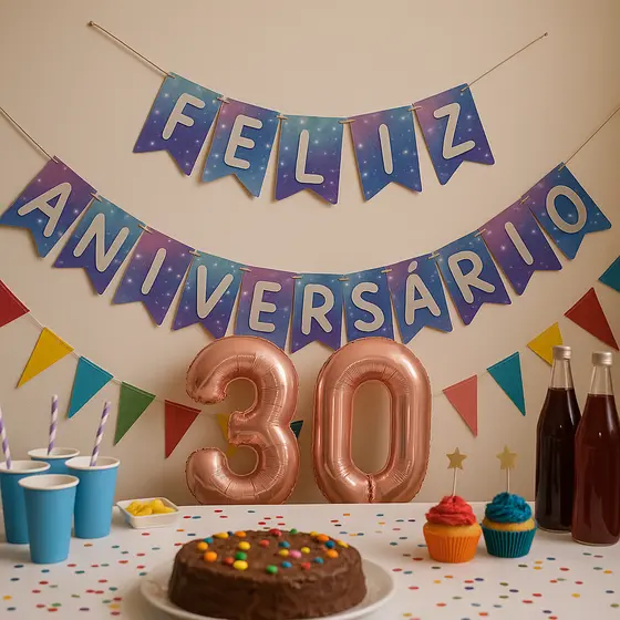 Faixa Varal Feliz Aniversário Metalizada Decoração