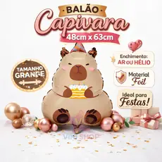 Balão Metalizado Capivara - Decoração Festa Infantil Safari Bichinhos
