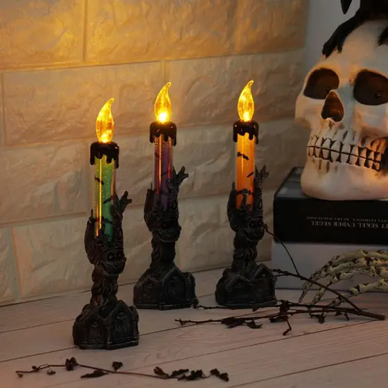 Vela LED Suporte Arvore Macabra Da Meia Noite Halloween Castiçal 1/3uni