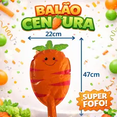 Balão Metalizado CENOURA 47cm Kit 5/10 Festa Pascoa Decoração