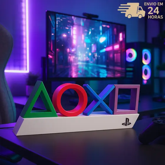 Letreiro Playstation Decorativo – Ícones Gamer Geek para Gamer Room