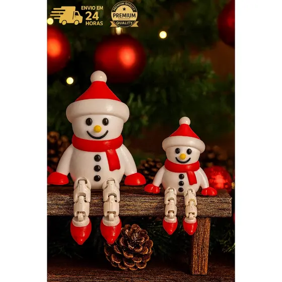 Boneco de Neve Articulado Natalino | Dois Tamanhos | Decoração De Natal