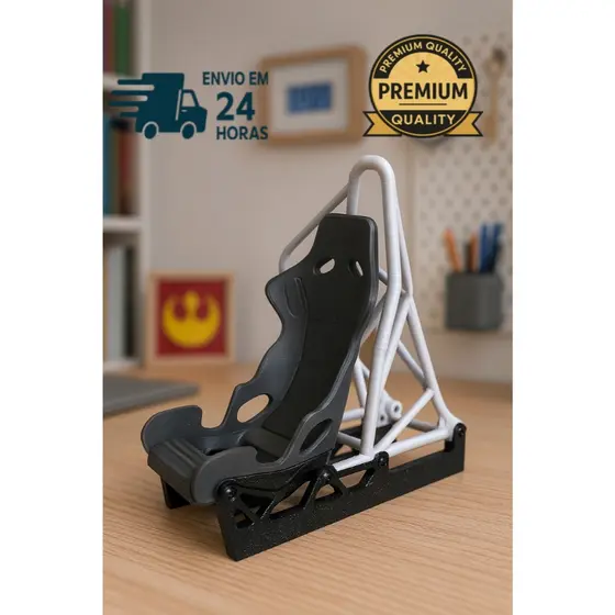 Suporte Celular Banco Racer Mini Banco Esportivo Carro Decorativo | Suporte Gamer/Geek Para Mesa